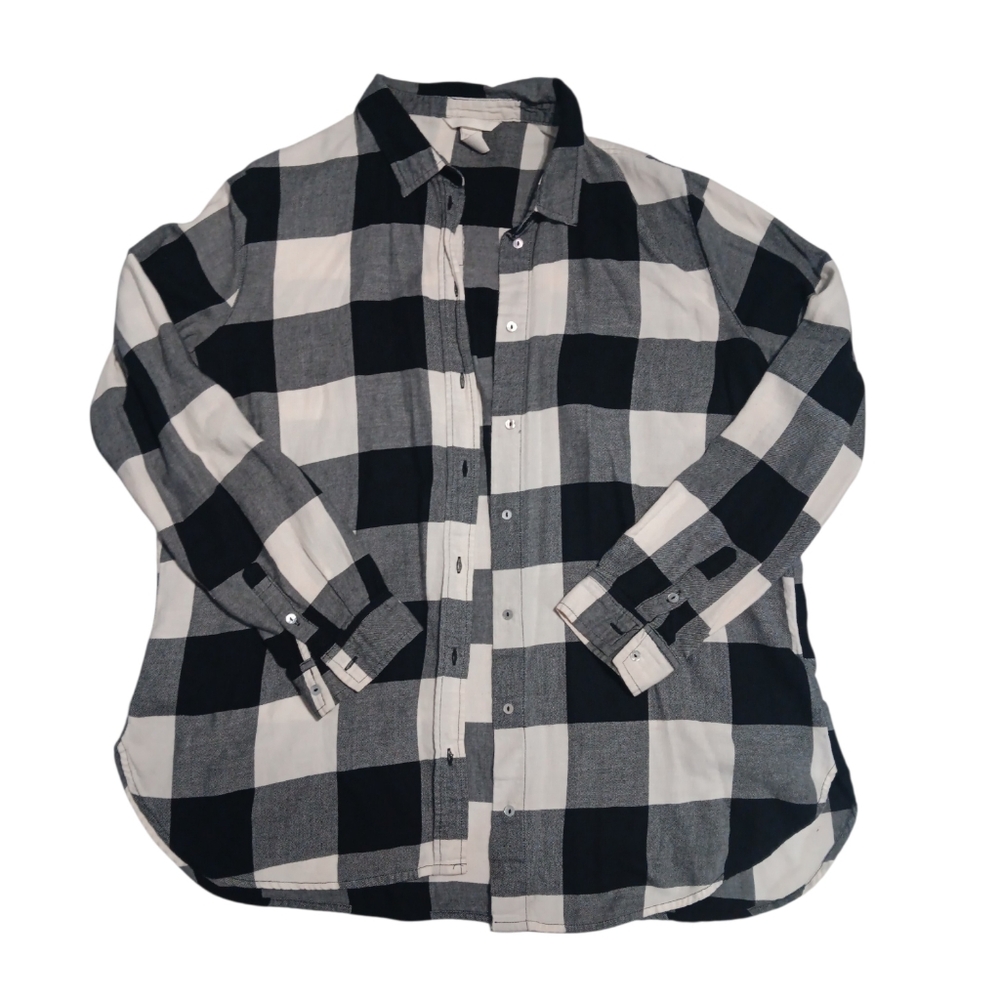 H&M Monochrome Checkered Button-Down Shirt